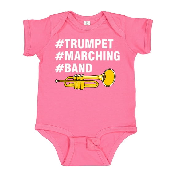 Inktastic #trumpet #marching #band Hashtag White Text Boys or Girls Baby Bodysuit