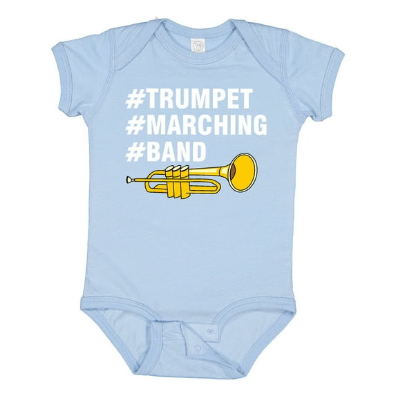 Inktastic #trumpet #marching #band Hashtag White Text Boys or Girls Baby Bodysuit