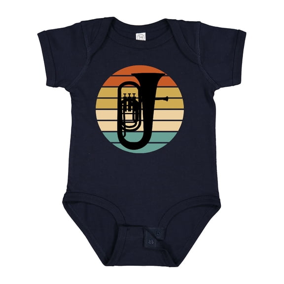 Inktastic Tuba Music Retro Sunset Silhouette Boys or Girls Baby Bodysuit