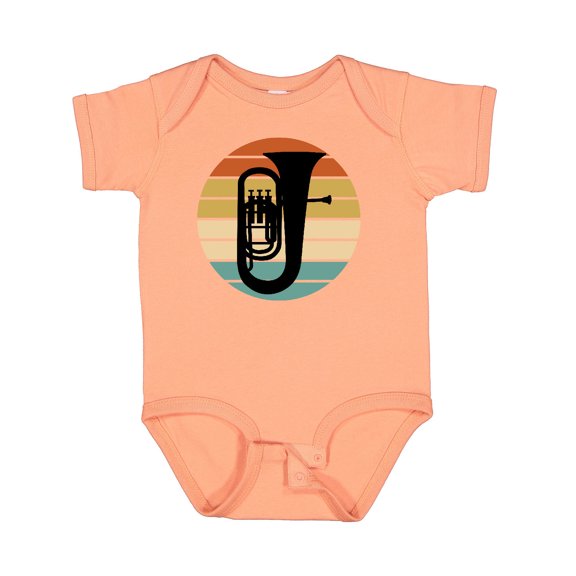 Inktastic Tuba Music Retro Sunset Silhouette Boys or Girls Baby Bodysuit