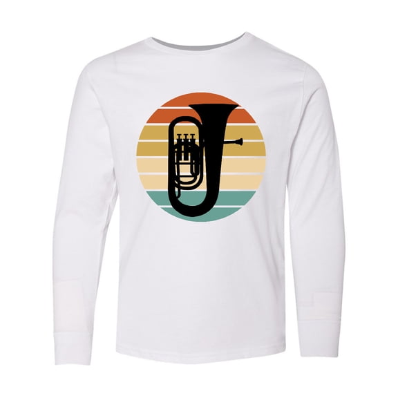 Inktastic Tuba Music Retro Sunset Silhouette Long Sleeve Youth T-Shirt