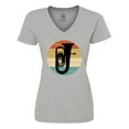 thumbnail image 1 of Inktastic Tuba Music Retro Sunset Silhouette Women's V-Neck T-Shirt, 1 of 5