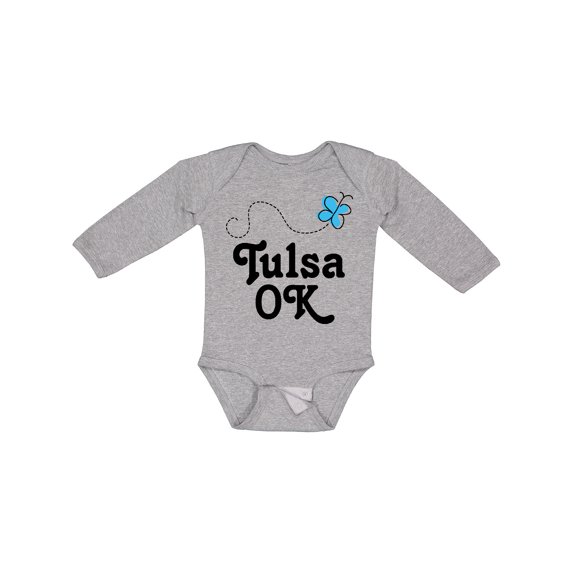 Inktastic Tulsa Oklahoma Butterfly Boys or Girls Long Sleeve Baby Bodysuit