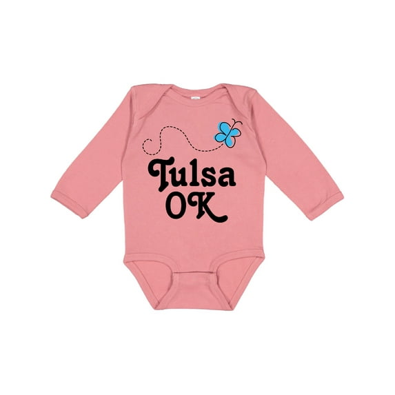 Inktastic Tulsa Oklahoma Butterfly Boys or Girls Long Sleeve Baby Bodysuit