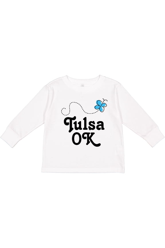 Tulsa Oklahoma butterfly Girls Long Sleeve Toddler T-Shirt