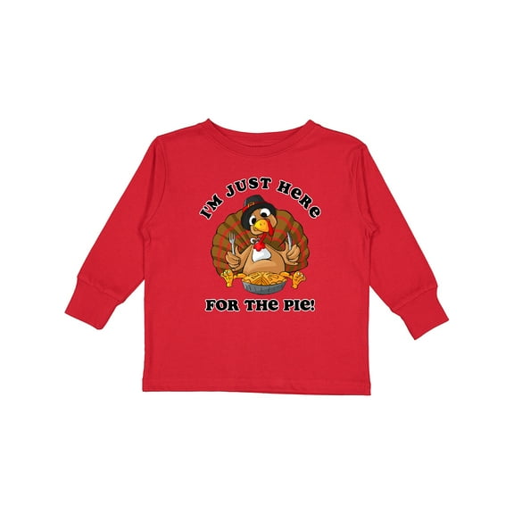 Inktastic Turkey Here For The Pie Boys or Girls Long Sleeve Toddler T-Shirt