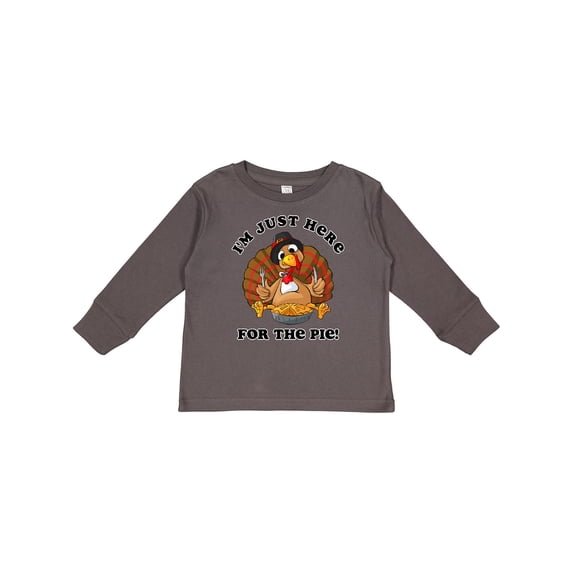 Inktastic Turkey Here For The Pie Boys or Girls Long Sleeve Toddler T-Shirt