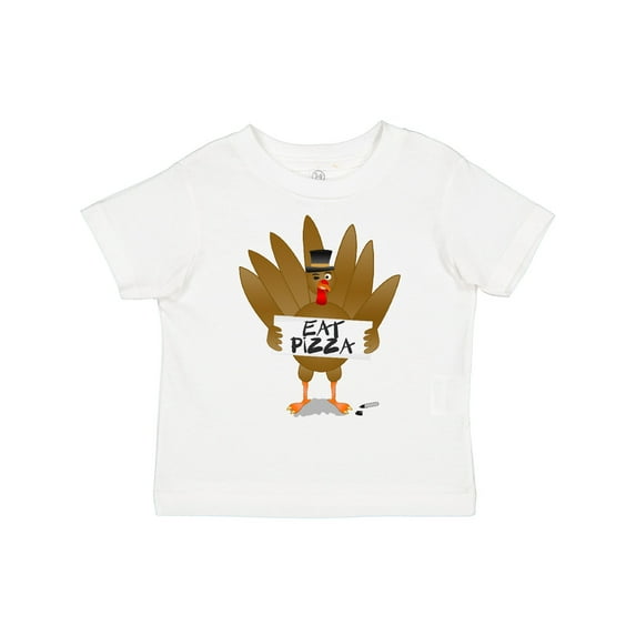 Inktastic Turkey Holding a Sign Says Eat Pizza Boys or Girls Toddler T-Shirt
