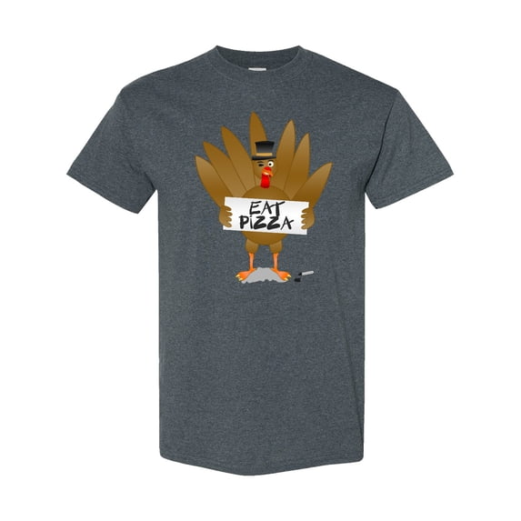 Inktastic Turkey Holding a Sign Says Eat Pizza T-Shirt