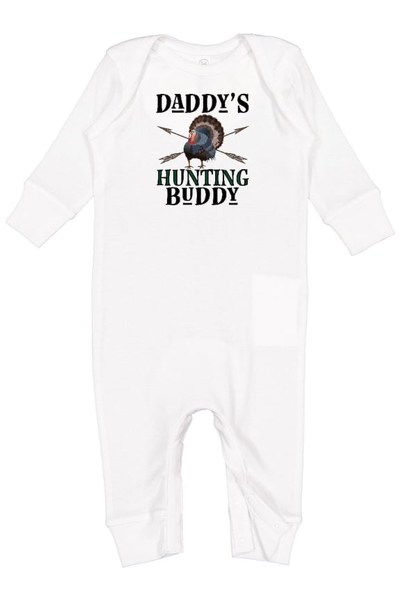 Turkey Hunter Daddys Hunting Buddy Baby Romper Coveralls