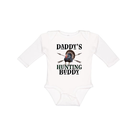 Inktastic Turkey Hunter Daddys Hunting Buddy Boys Long Sleeve Baby Bodysuit