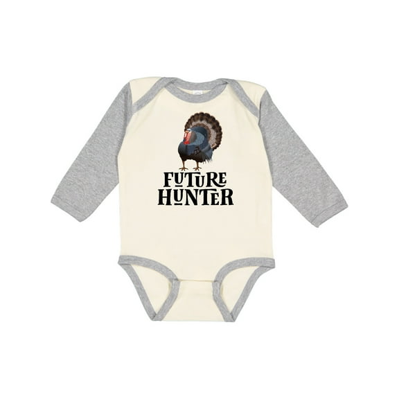 Inktastic Turkey Hunting Future Hunter Boys Long Sleeve Baby Bodysuit