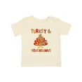 thumbnail image 1 of Inktastic Turkey and Touchdowns Cute Thanksgiving Football Design Boys or Girls Baby T-Shirt, 1 of 5