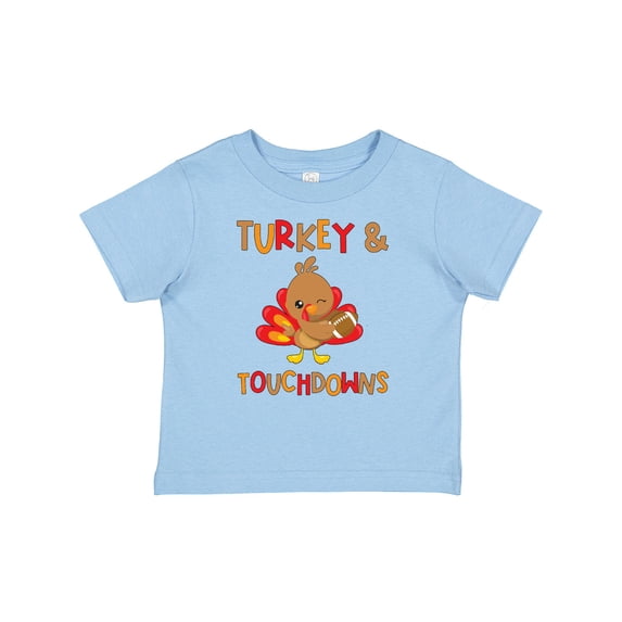 Inktastic Turkey and Touchdowns Cute Thanksgiving Football Design Boys or Girls Baby T-Shirt