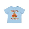 thumbnail image 1 of Inktastic Turkey and Touchdowns Cute Thanksgiving Football Design Boys or Girls Toddler T-Shirt, 1 of 5