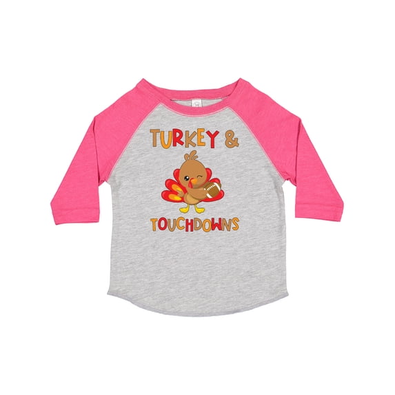 Inktastic Turkey and Touchdowns Cute Thanksgiving Football Design Boys or Girls Toddler T-Shirt