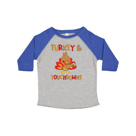 Inktastic Turkey and Touchdowns Cute Thanksgiving Football Design Boys or Girls Toddler T-Shirt