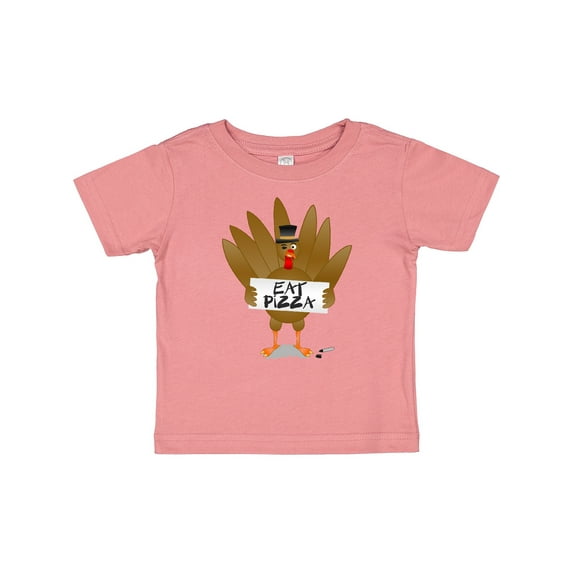 Inktastic Turkey holding a sign says Eat Pizza Boys or Girls Baby T-Shirt