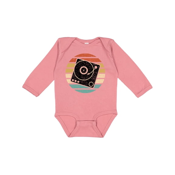 Inktastic Turn Table Record Player Retro Boys or Girls Long Sleeve Baby Bodysuit