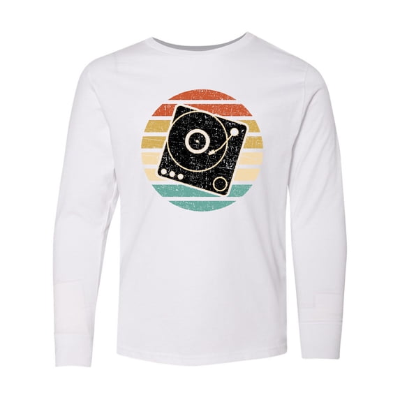 Inktastic Turn Table Record Player Retro Long Sleeve Youth T-Shirt