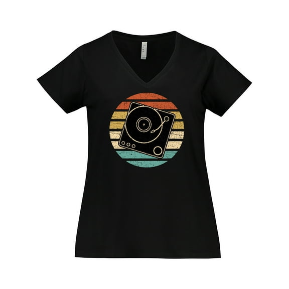 Inktastic Turn Table Record Player Retro Women's Plus Size V-Neck T-Shirt