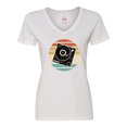 thumbnail image 1 of Inktastic Turn Table Record Player Retro Women's V-Neck T-Shirt, 1 of 5