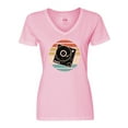 thumbnail image 1 of Inktastic Turn Table Record Player Retro Women's V-Neck T-Shirt, 1 of 5