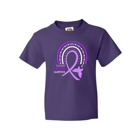 Inktastic Turner Syndrome Awareness Purple Rainbow Ribbon Butterfly Youth T-Shirt