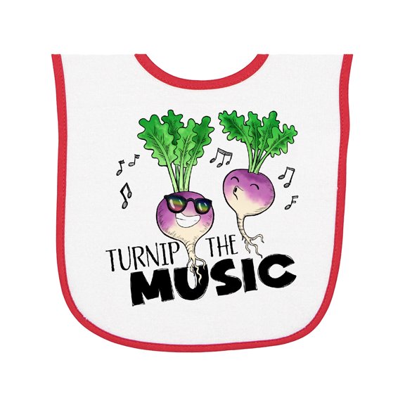 Inktastic Turnip the Music Partying Vegetables Baby Terry Cloth Bib