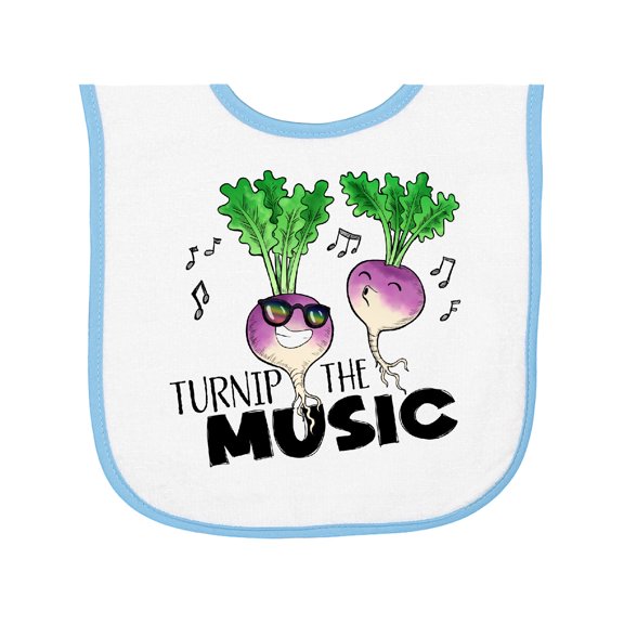 Inktastic Turnip the Music Partying Vegetables Baby Terry Cloth Bib