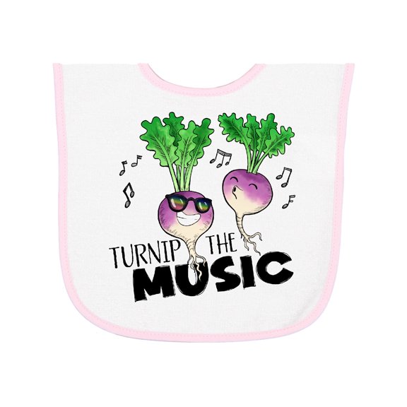Inktastic Turnip the Music Partying Vegetables Baby Terry Cloth Bib