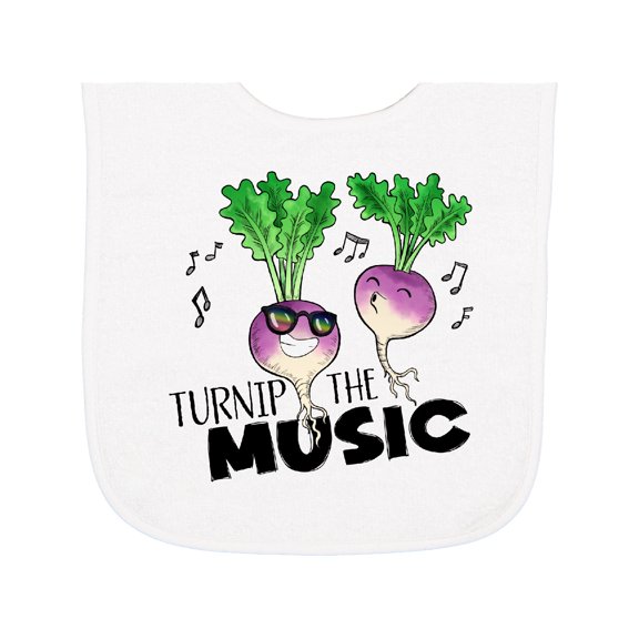 Inktastic Turnip the Music Partying Vegetables Baby Terry Cloth Bib