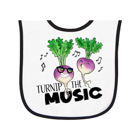 Inktastic Turnip the Music Partying Vegetables Baby Terry Cloth Bib