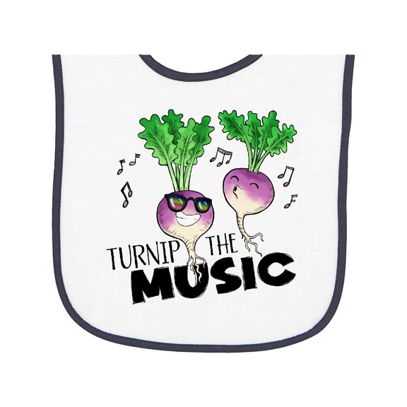 Inktastic Turnip the Music Partying Vegetables Baby Terry Cloth Bib