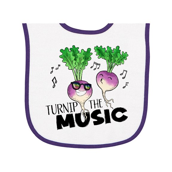 Inktastic Turnip the Music Partying Vegetables Baby Terry Cloth Bib