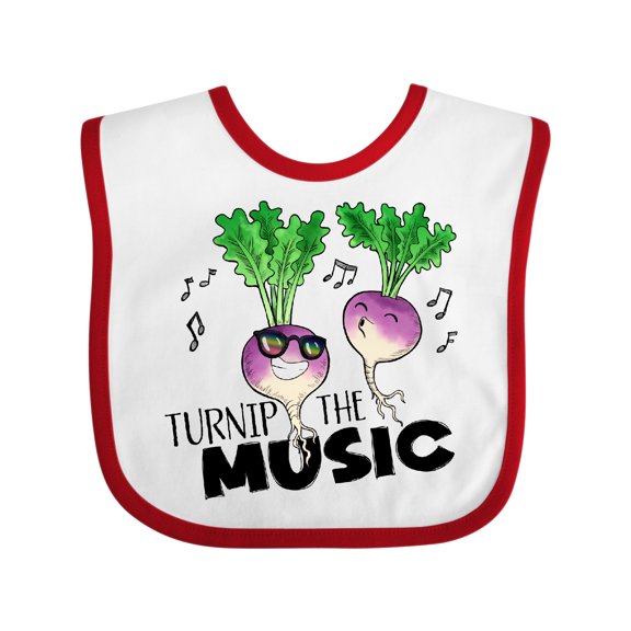Inktastic Turnip the Music Partying Vegetables Boys or Girls Baby Bib