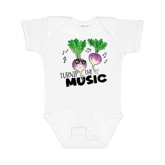 Inktastic Turnip the Music Partying Vegetables Boys or Girls Baby Bodysuit