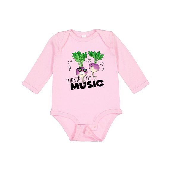 Inktastic Turnip the Music Partying Vegetables Boys or Girls Long Sleeve Baby Bodysuit