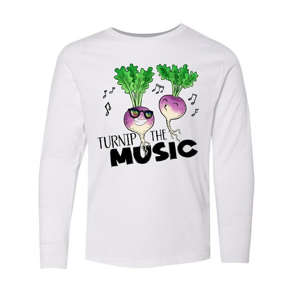 Inktastic Turnip the Music Partying Vegetables Long Sleeve Youth T-Shirt