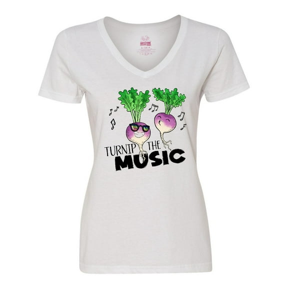 Inktastic Turnip the Music Partying Vegetables Women's V-Neck T-Shirt