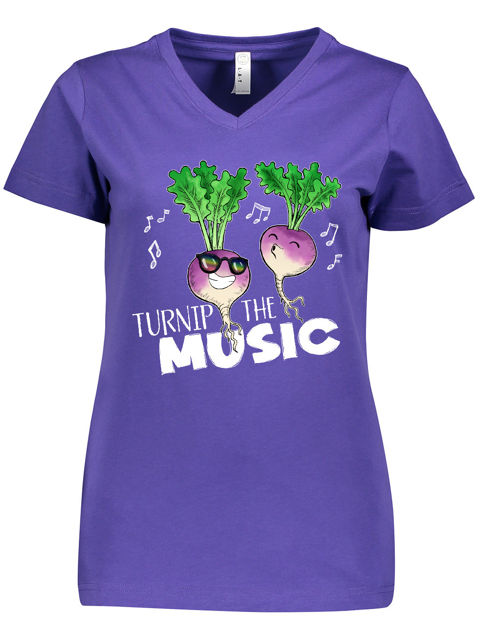 Inktastic Turnip the Music Partying Vegetables Women's V-Neck T-Shirt - image 1 of 4
