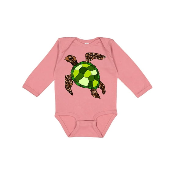 Inktastic Turtle Illustration Boys or Girls Long Sleeve Baby Bodysuit