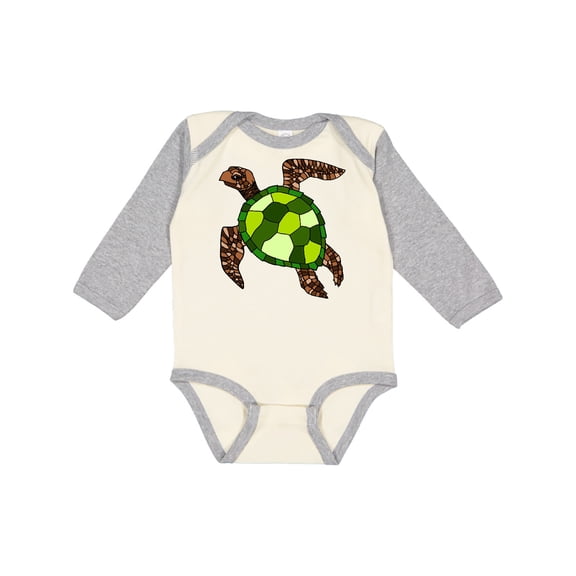 Inktastic Turtle Illustration Boys or Girls Long Sleeve Baby Bodysuit