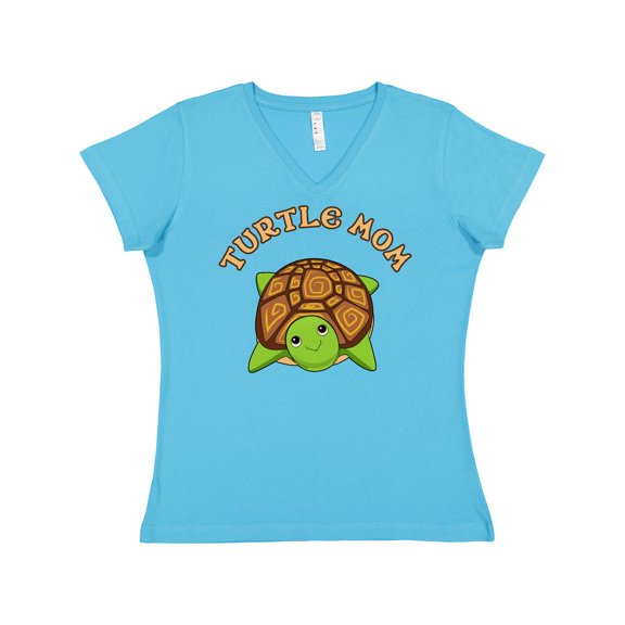 Inktastic Turtle Mom Women's V-Neck T-Shirt