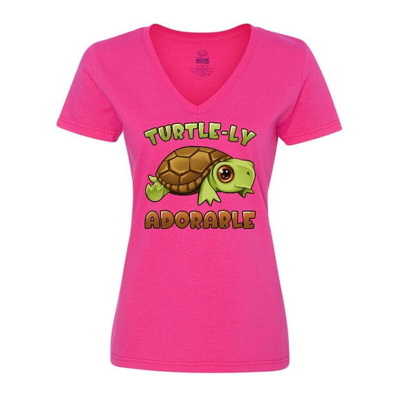 Inktastic Turtle-ly Adorable Cute Turtle Women's V-Neck T-Shirt