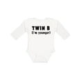 thumbnail image 1 of Inktastic Twin B (i'm Younger) Boys or Girls Long Sleeve Baby Bodysuit, 1 of 5