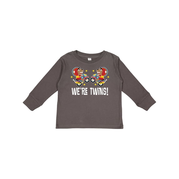 Inktastic Twin Boy Motorcycle Bear Boys Long Sleeve Toddler T-Shirt