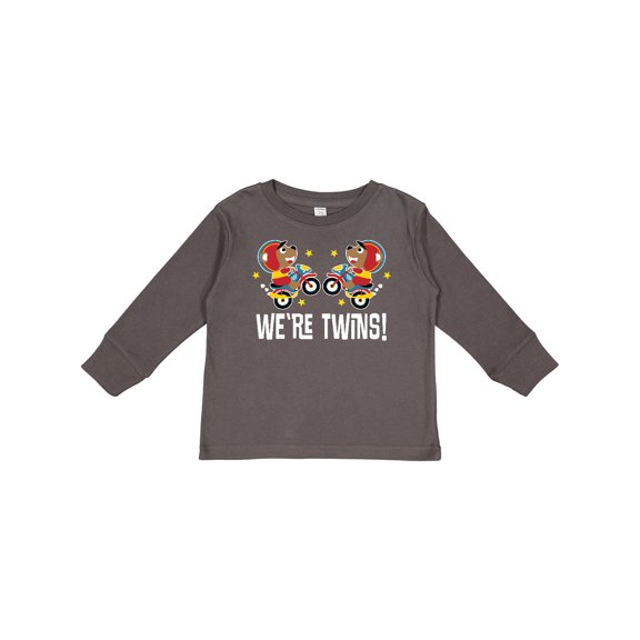 Inktastic Twin Boy Motorcycle Bear Boys Long Sleeve Toddler T-Shirt