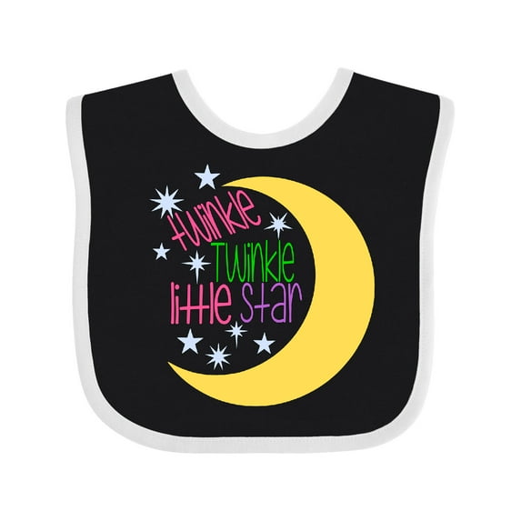 Inktastic Twinkle Twinkle Little Star with Yellow Moon Boys or Girls Baby Bib