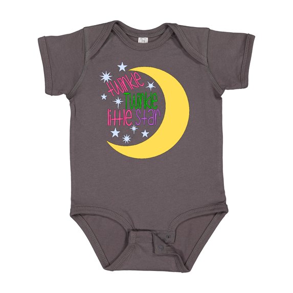 Inktastic Twinkle Twinkle Little Star with Yellow Moon Boys or Girls Baby Bodysuit